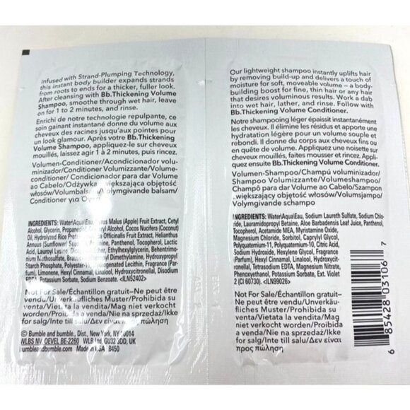 Sampler Pack Bumble & Bumble Thickening Shampoo Conditioner/ Mane Heat Protector - Picture 5 of 11